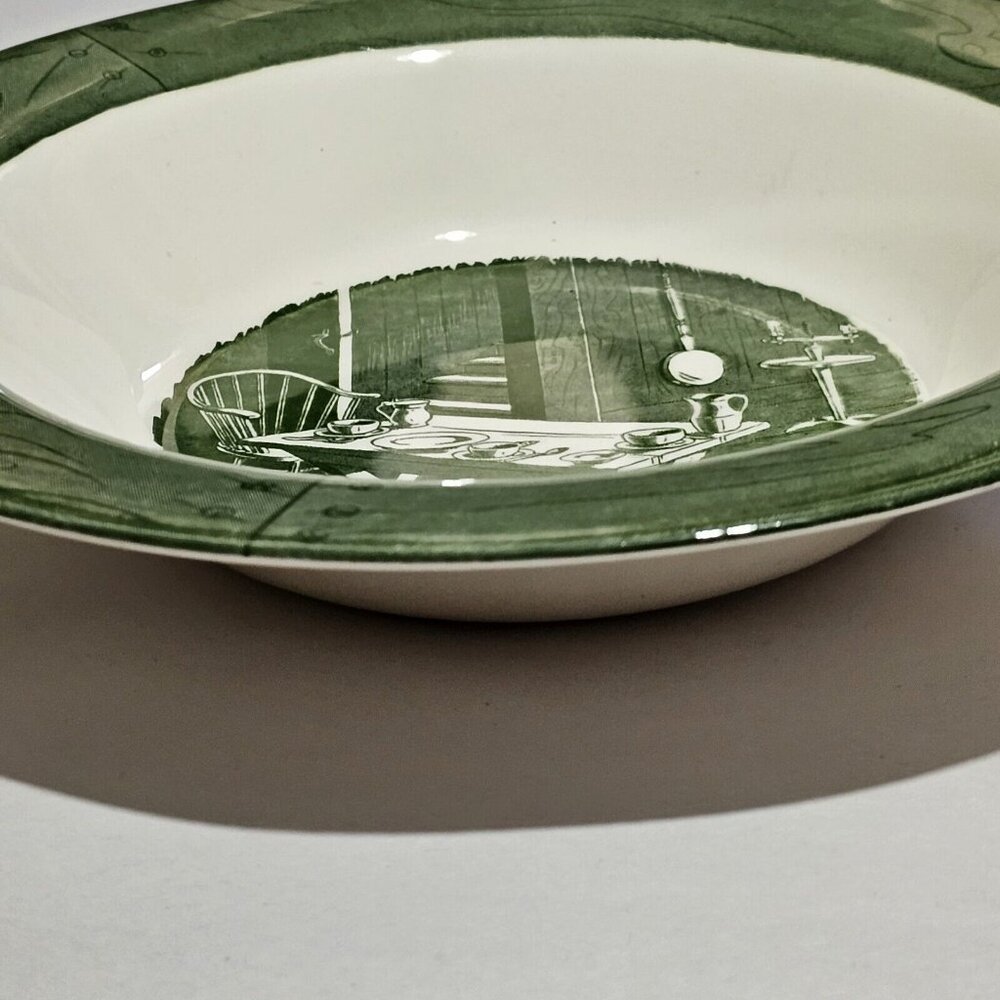 Colonial Homestead Serving Bowl 10" green by Royal USA colonial revival 1970s - Picture 6 of 11